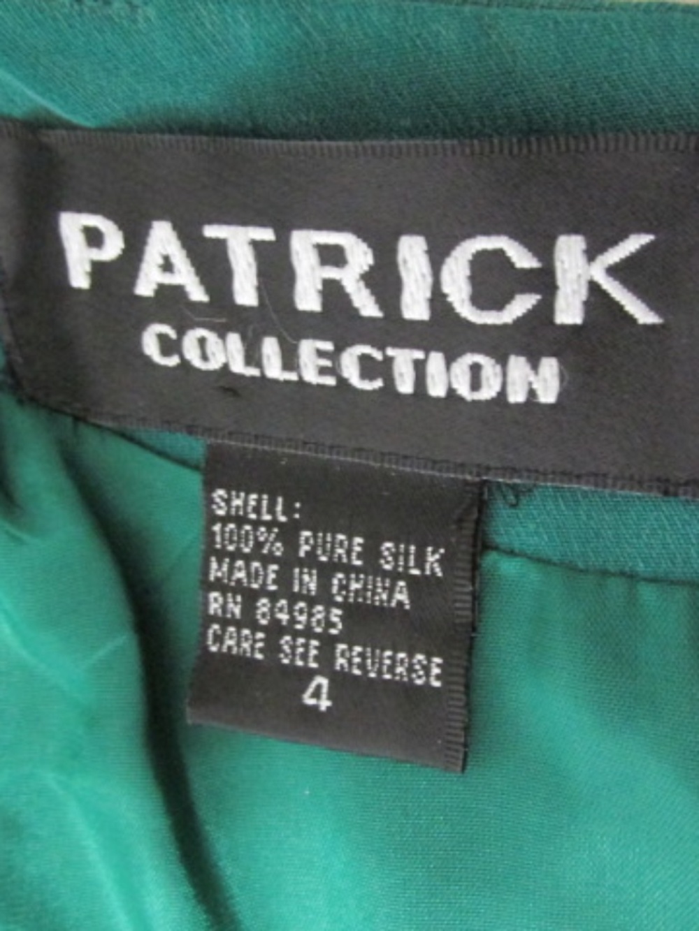 Patrick Collection NWOT Y2K Asymmetrical Teal Silk Dress, Size 4 - Picture 7 of 8